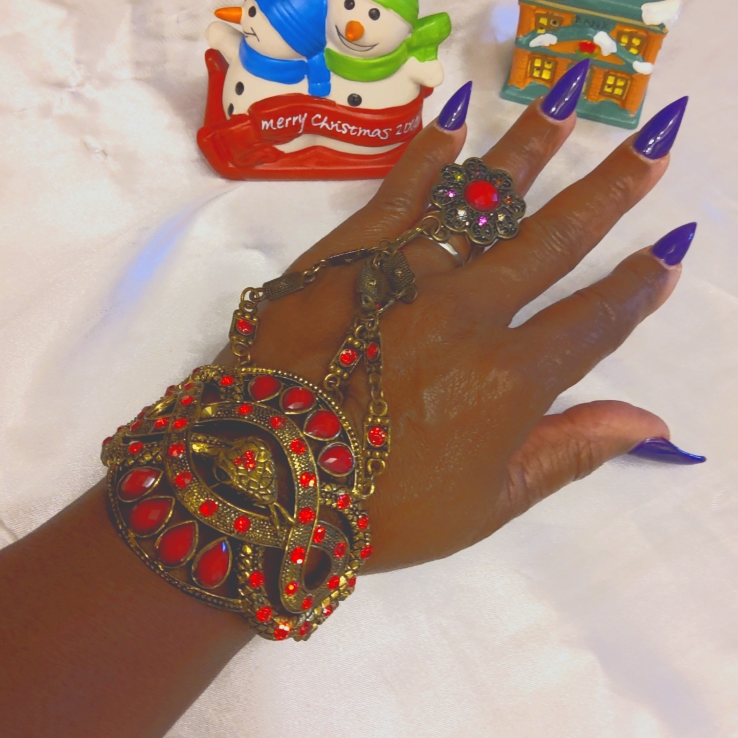 Gold & Red Bracelet Snake Inspired